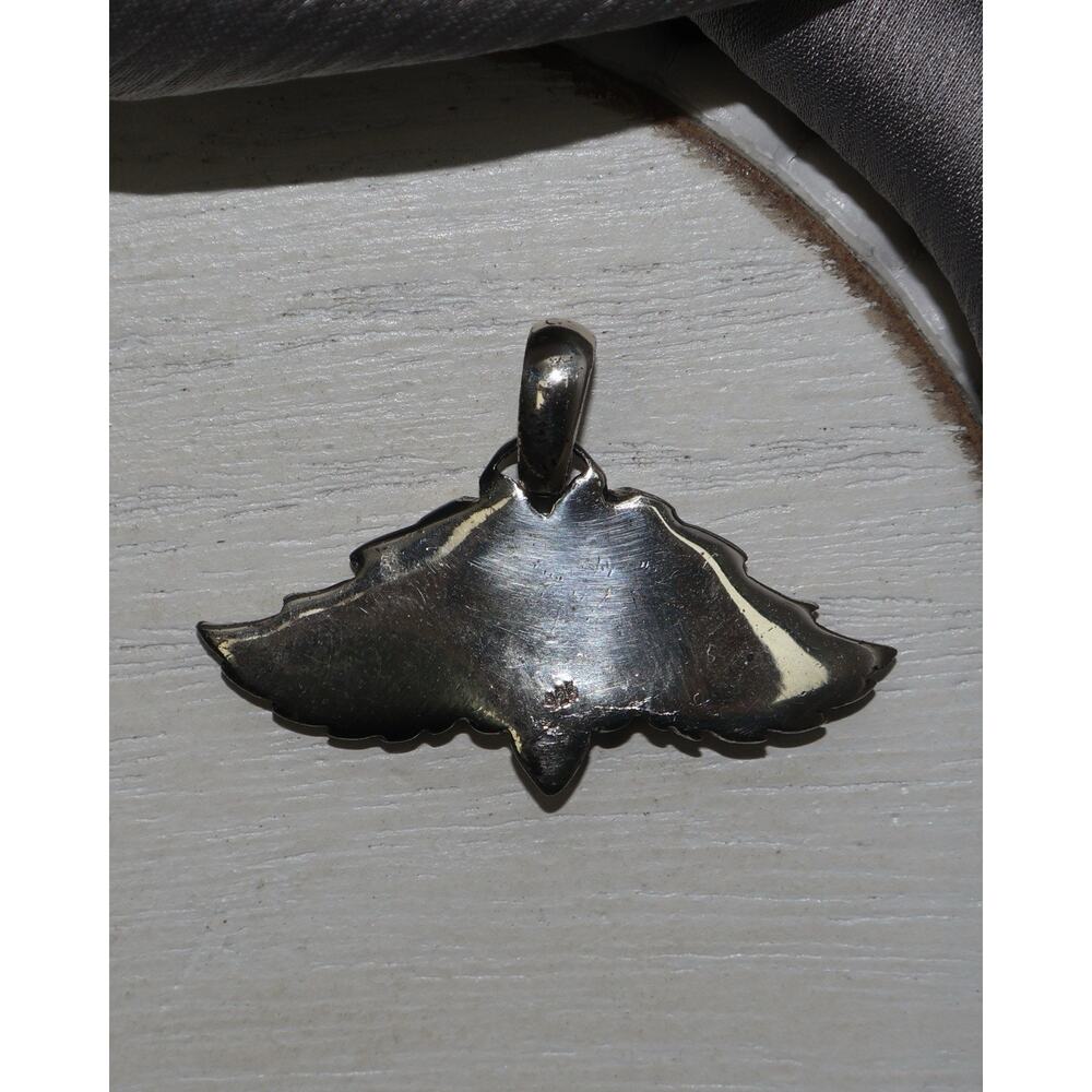 Angel Wings With Fleur De Lis Sterling Silver Pendant 6.3G / 1in - Picture 2 of 3